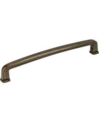 Milan 6 1/4" Centers Plain Square Pull in Lightly Distressed Antique Brass