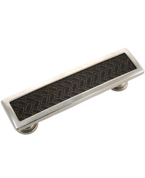 96mm Churchill Rectangular Pull-Polished Nickel/Brown Leather Insert