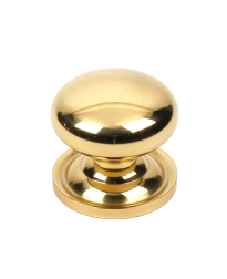 Classique Solid Brass Knob, Polished Brass, 1 1/4 inch dia