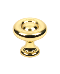 Maryland Solid Brass Knob, Polished Brass, 1 3/16 inch dia