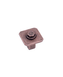 Raw Authentic 11/16" (27mm) Square Knob, Aged Matte Red Copper