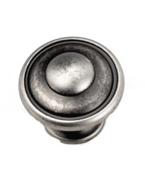 Windsor Button-Top Knob 1 1/8-Inch in Antique Pewter