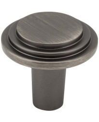 Calloway 1 1/8" Diameter Stepped Rounded Cabinet Knob in Brushed Pewter