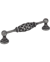 Tuscany 5" Centers Bird Cage Pull in Distressed Antique Silver