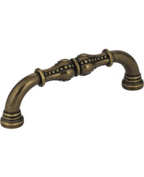 Prestige 3 3/4" Centers Beaded Pull in Lightly Distressed Antique Brass