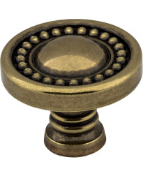 Prestige 1 3/8" Diameter Beaded Knob in Lightly Distressed Antique Brass