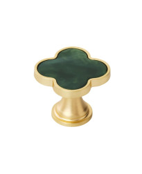Accents 1-1/4 inch (32mm) Length Gold/Emerald Green Cabinet Knob - 2 Pack