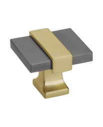 Overton 1-3/8 in (35 mm) Length Black Chrome/Brushed Gold Cabinet Knob