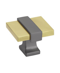 Overton 1-3/8 in (35 mm) Length Brushed Gold/Black Chrome Cabinet Knob