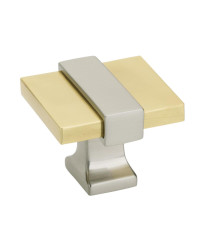 Overton 1-3/8 in (35 mm) Length Brushed Gold/Satin Nickel Cabinet Knob