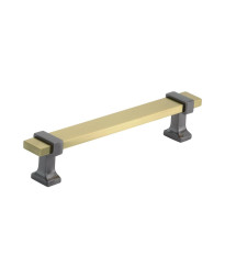 Overton 5-1/16 in (128 mm) Center-to-Center Brushed Gold/Black Chrome Cabinet Pull