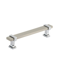 Overton 5-1/16 in (128 mm) Center-to-Center Satin Nickel/Polished Chrome Cabinet Pull