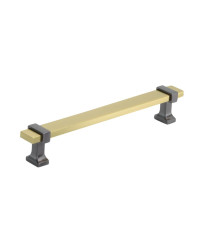 Overton 6-5/16 in (160 mm) Center-to-Center Brushed Gold/Black Chrome Cabinet Pull