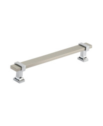 Overton 6-5/16 in (160 mm) Center-to-Center Satin Nickel/Polished Chrome Cabinet Pull