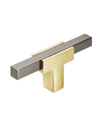 Urbanite 2-5/8 in (67 mm) Length Brushed Gold/Black Chrome Cabinet Knob