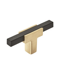 Urbanite 2-5/8 in (67 mm) Length Brushed Gold/Matte Black Cabinet Knob