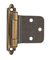 Variable Overlay Self-Closing, Face Mount Antique Brass Hinge - 2 Pack