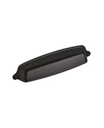 Stature 5-1/16 in (128 mm) Center-to-Center Flat Black Cabinet Cup Pull - 10 Pack