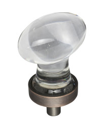 Harlow 1-1/4" Glass Football Cabinet Knob in Brushed Oil Rubbed Bronze