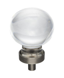 Harlow 1-3/8" Diameter Glass Cabinet Knob in Brushed Pewter