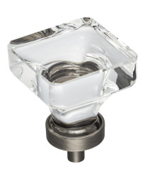 Harlow 1-3/8" Glass Cabinet Knob in Brushed Pewter