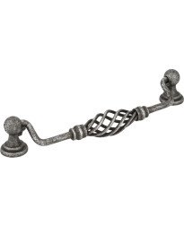 Zurich 6 1/4" Centers Twisted Iron Pull in Distressed Antique Silver