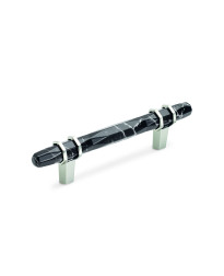 Carrione 3-3/4 in (96 mm) Center-to-Center Marble Black/Polished Nickel Cabinet Pull
