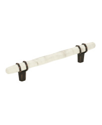 Carrione 5-1/16 in (128 mm) Center-to-Center Marble White/Oil-Rubbed Bronze Cabinet Pull