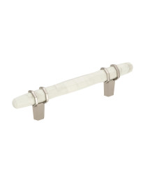 Carrione 3-3/4 in (96 mm) Center-to-Center Marble White/Polished Nickel Cabinet Pull