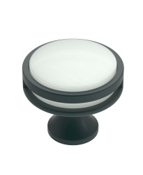 Oberon 1-3/8 in (35 mm) Diameter Matte Black/Frosted Cabinet Knob