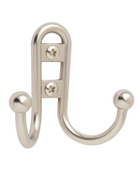 Double Prong Silver Robe Hook
