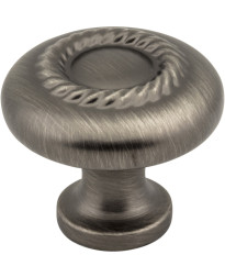 Lenior 1 1/4" Diameter Knob with Rope Detail in Brushed Pewter
