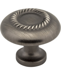Cypress 1 1/4" Diameter Knob with Rope Detail in Brushed Pewter