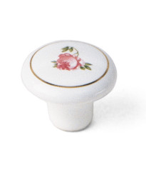 Porcelain Knob 1 1/2-Inch in White with Flowers