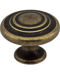 Arcadia 1 1/4" Diameter Knob in Lightly Distressed Antique Brass