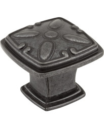 Milan 1 3/16" Diameter Decorated Square Knob in Gun Metal