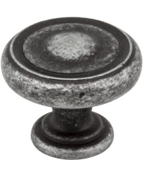 Bremen 1 1/4" Diameter Button Knob in Distressed Antique Silver