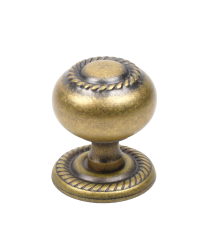 Saturn Hollow Brass Knob/Back Plate, Aged English, 1 1/4 inch dia
