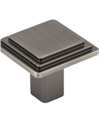 Calloway 1 1/4" Overall Length Stepped Square Cabinet Knob in Brushed Pewter