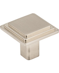 Calloway 1 1/4" Overall Length Stepped Square Cabinet Knob in Satin Nickel