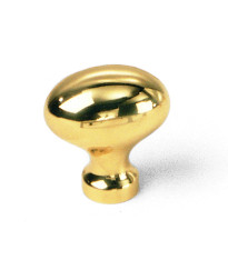 Solid Brass Oval Knob 1 1/4-Inch in Polished Brass