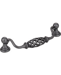 Tuscany 5" Centers Bird Cage Pull with Backplates in Gun Metal