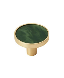 Accents 1-1/4 inch (32mm) Diameter Gold/Emerald Green Cabinet Knob - 2 Pack