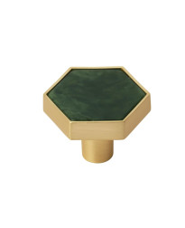 Accents 1-5/16 inch (33mm) Length Gold/Emerald Green Cabinet Knob - 2 Pack