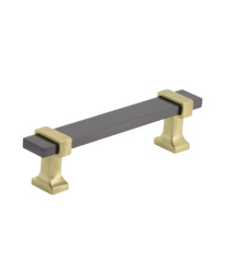 Overton 3-3/4 in (96 mm) Center-to-Center Black Chrome/Brushed Gold Cabinet Pull