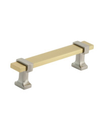 Overton 3-3/4 in (96 mm) Center-to-Center Brushed Gold/Satin Nickel Cabinet Pull
