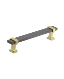 Overton 5-1/16 in (128 mm) Center-to-Center Black Chrome/Brushed Gold Cabinet Pull