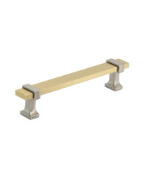 Overton 5-1/16 in (128 mm) Center-to-Center Brushed Gold/Satin Nickel Cabinet Pull