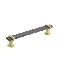 Overton 6-5/16 in (160 mm) Center-to-Center Black Chrome/Brushed Gold Cabinet Pull