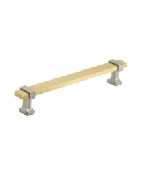 Overton 6-5/16 in (160 mm) Center-to-Center Brushed Gold/Satin Nickel Cabinet Pull